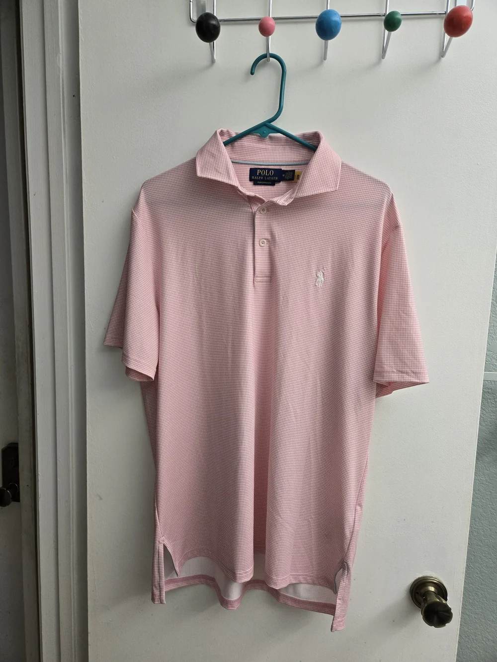Polo Ralph Lauren Performance Men’s Pink Houndstooth Polo Shirt Size M